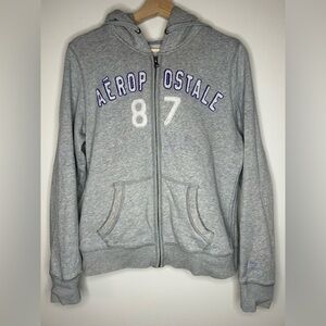 Aeropostale Y2K Gray Zip-Up Hoodie size L 21x22 Needs Wash